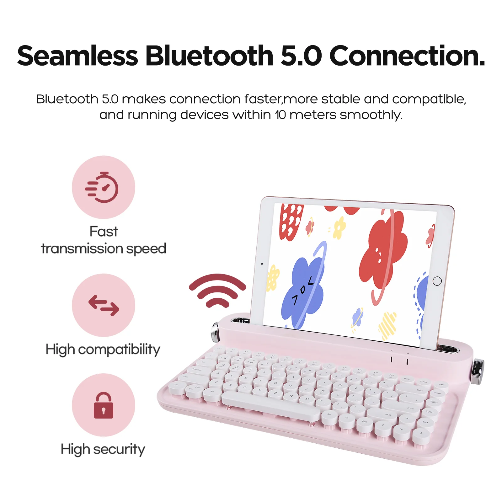 YUNZII ACTTO B305 Wireless Keyboard - Baby Pink - Image 6