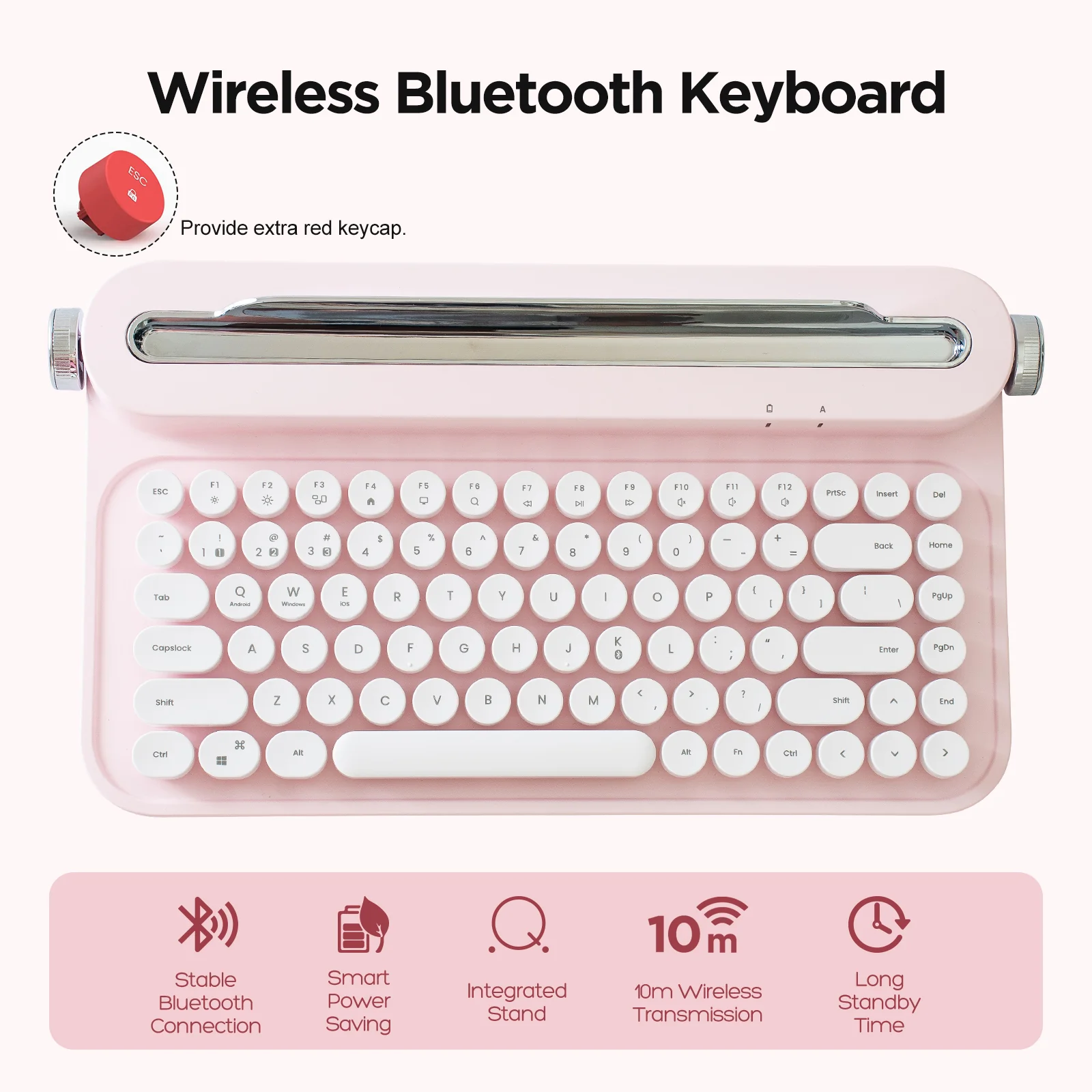 YUNZII ACTTO B305 Wireless Keyboard - Baby Pink - Image 7