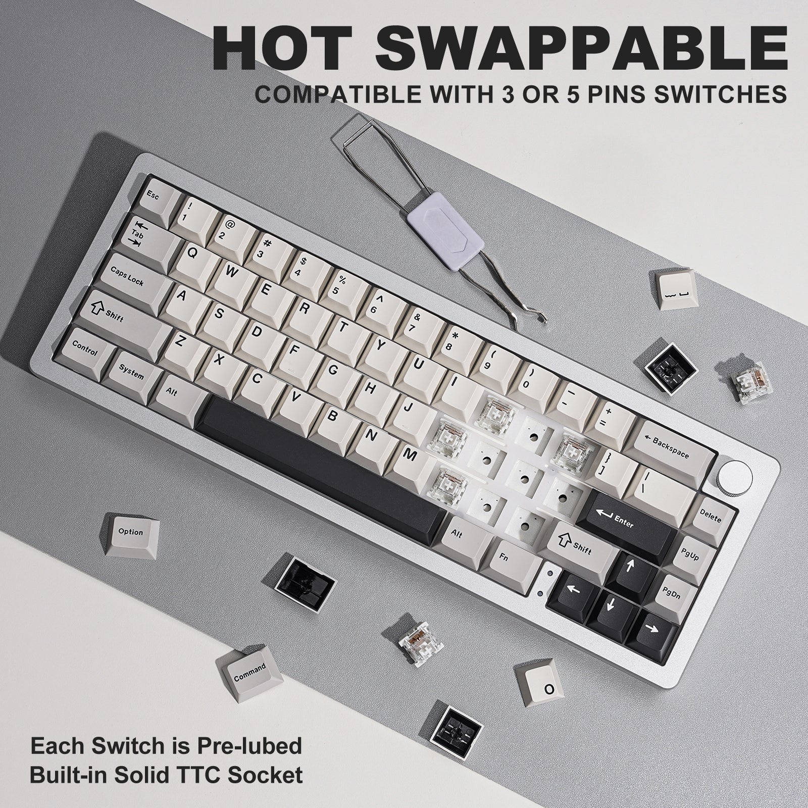 YUNZII AL66 Knob CNC Aluminum Wireless Mechanical Keyboard - Image 11