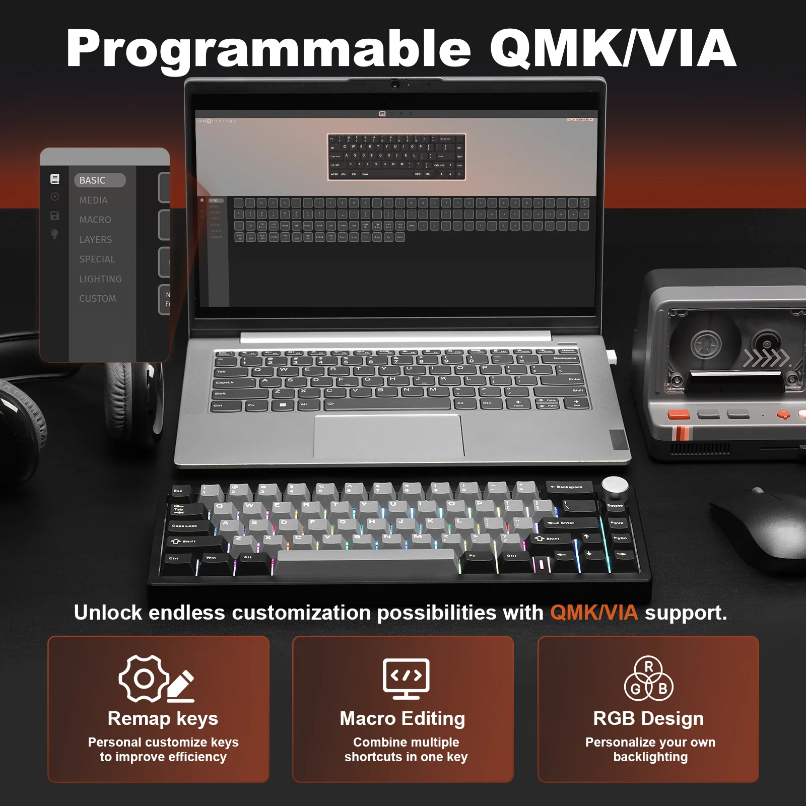 YUNZII AL68 QMK/VIA Custom Mechanical Keyboard - Image 4