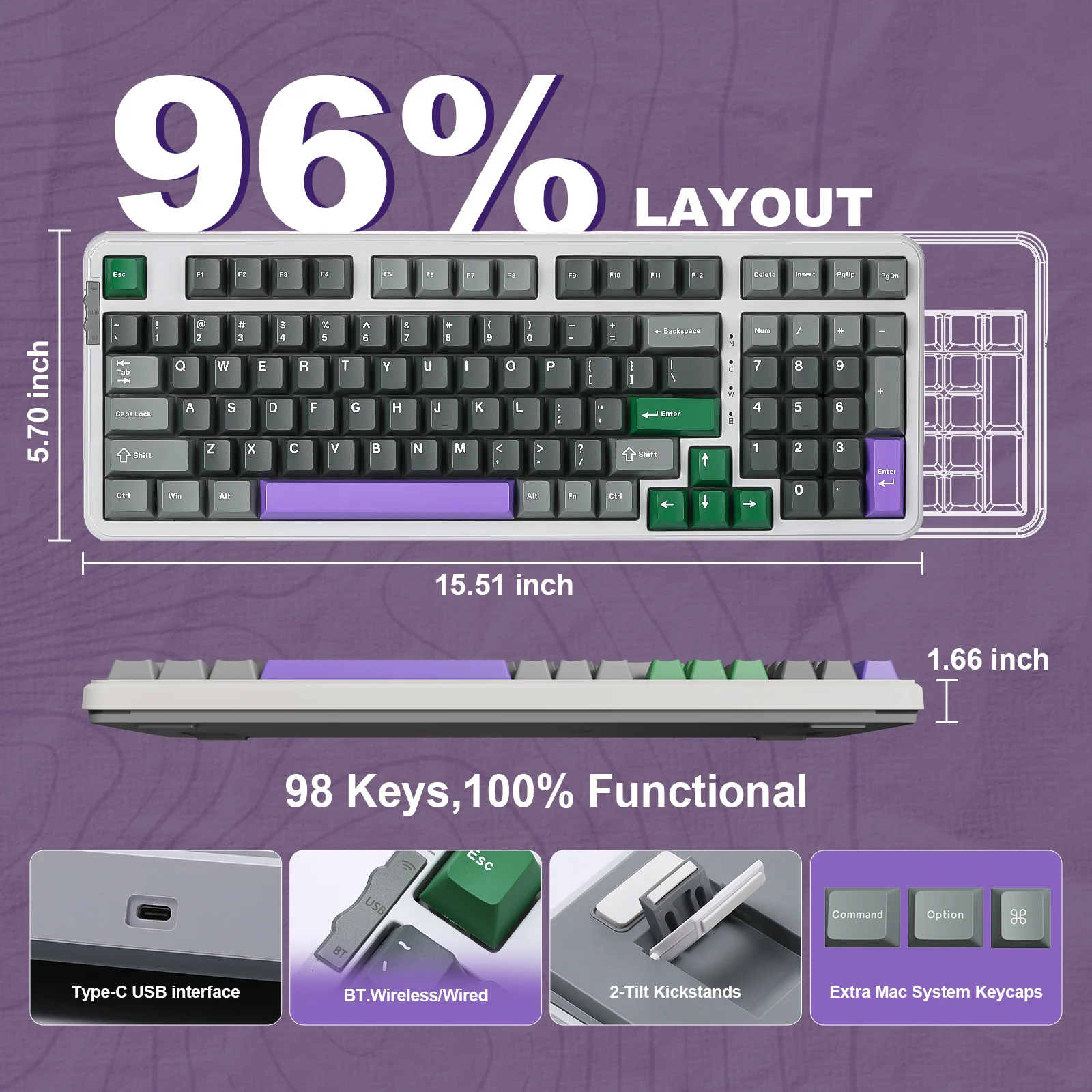 YUNZII B98 Wireless Mechanical Keyboard - Image 11