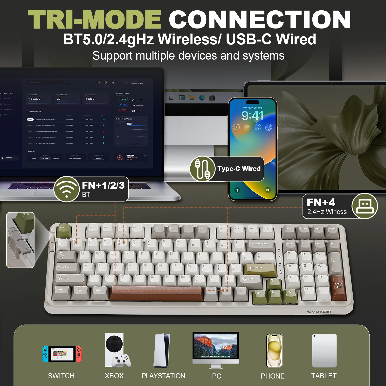 YUNZII B98 Wireless Mechanical Keyboard - Image 8