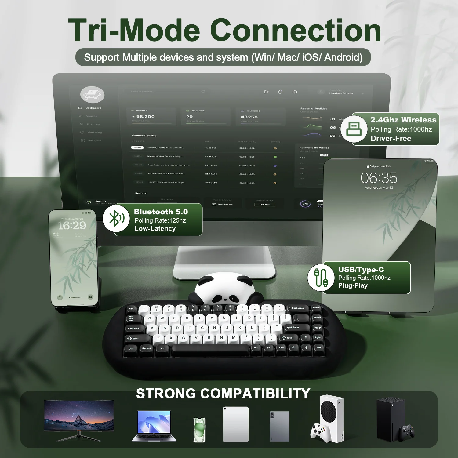 YUNZII C68 Panda Wireless Hi-Fi Mechanical Keyboard - Image 6
