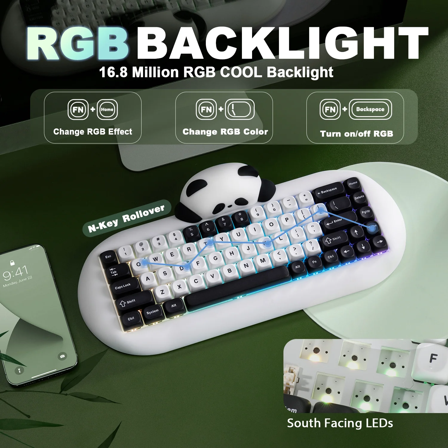 YUNZII C68 Panda Wireless Hi-Fi Mechanical Keyboard - Image 7