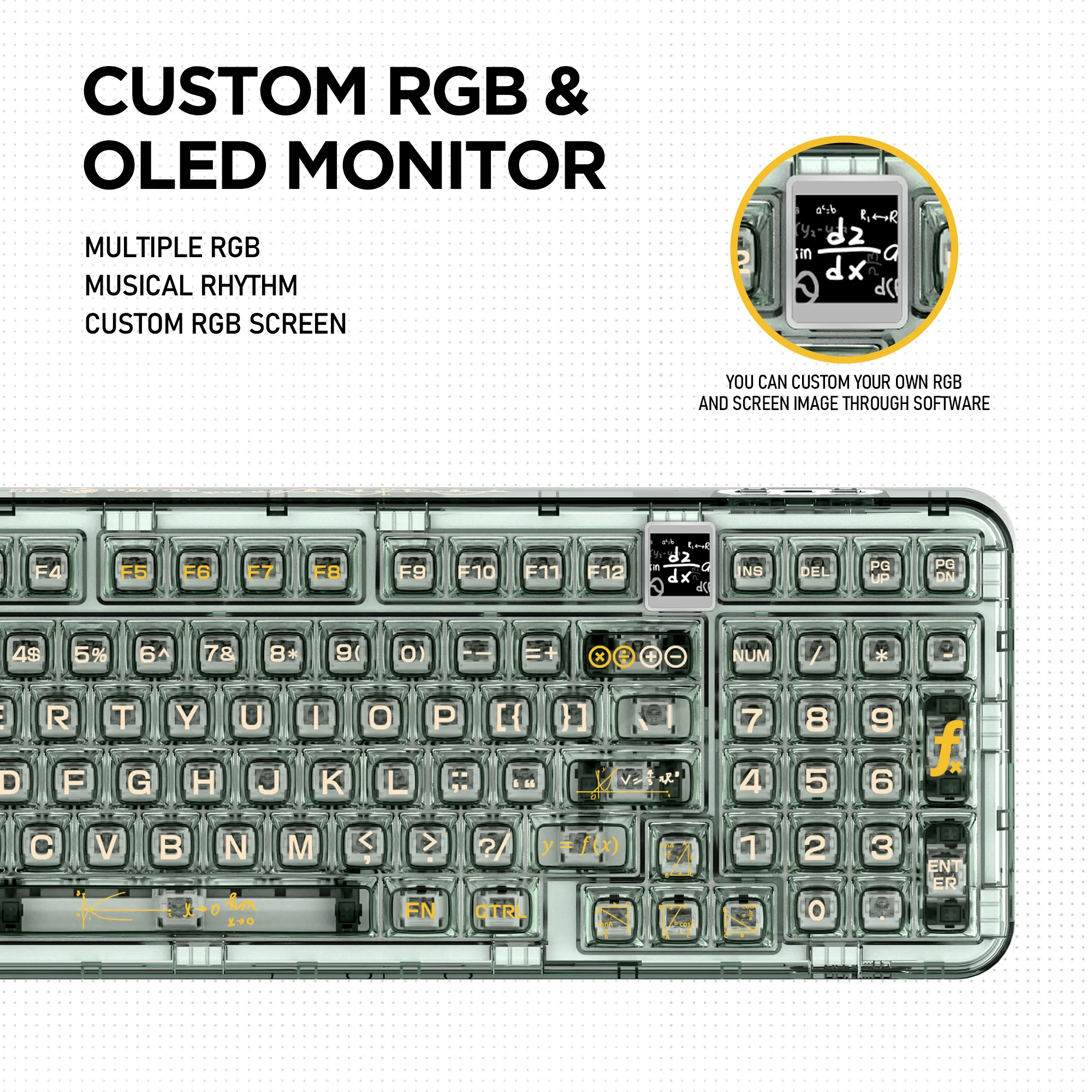 YUNZII CK98 Wireless Hot Swappable OLED Mechanical Keyboard-Math - Image 4