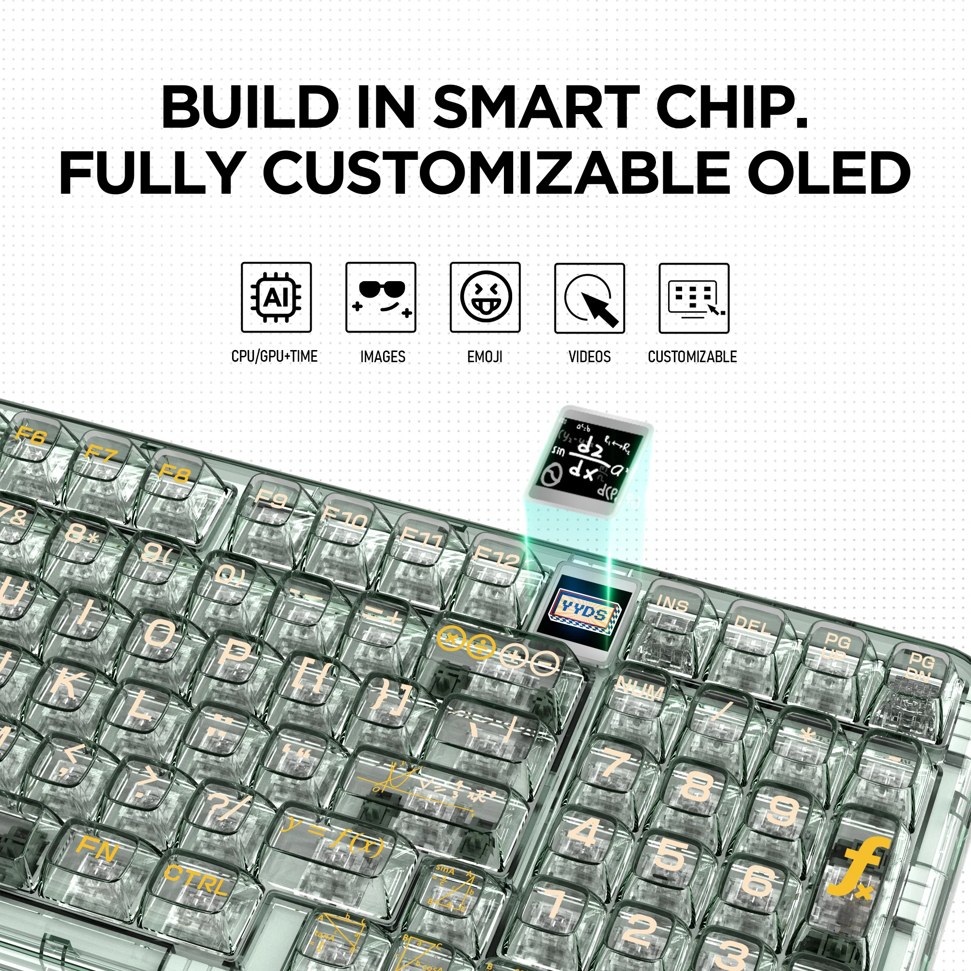 YUNZII CK98 Wireless Hot Swappable OLED Mechanical Keyboard-Math - Image 6