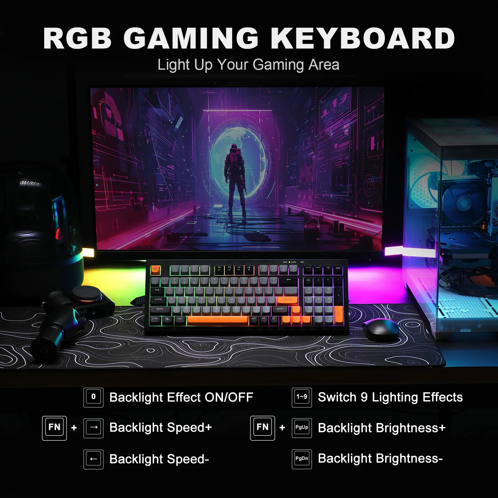 YUNZII D98 Black Wired RGB Membrane Keyboard - Image 8