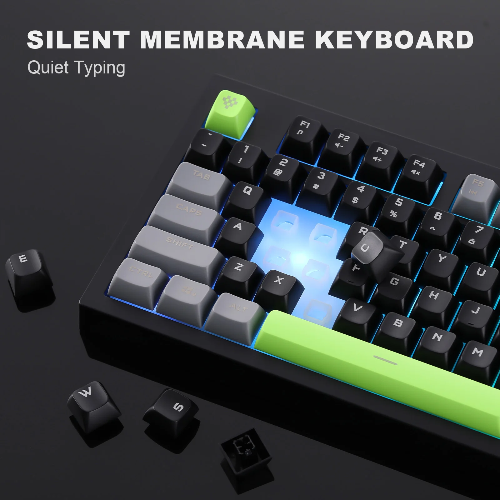 YUNZII D98 Black Wired RGB Membrane Keyboard - Image 9