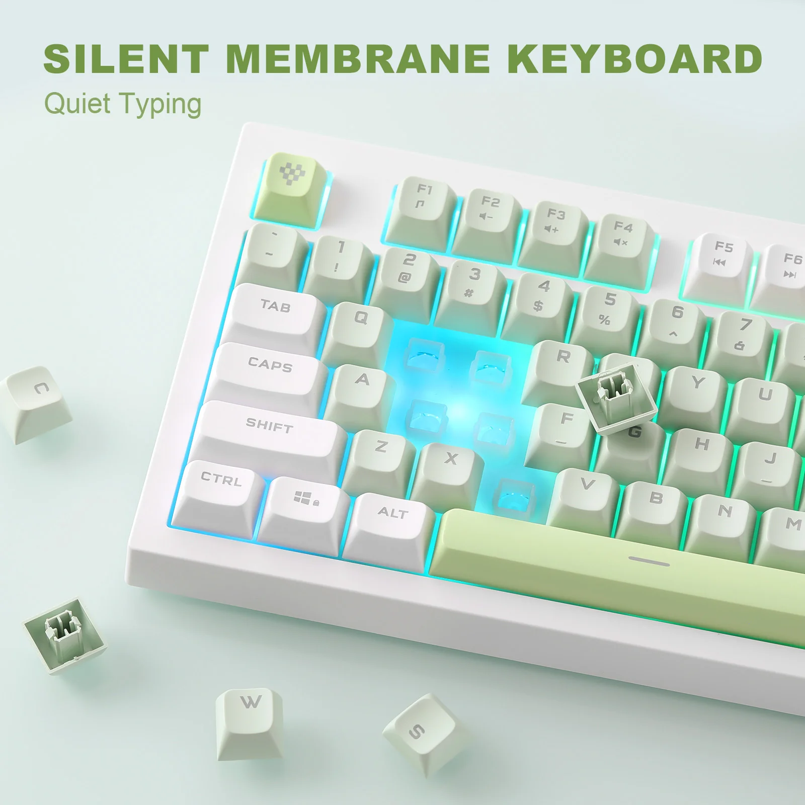 YUNZII D98 White Wired RGB Membrane Keyboard - Image 10