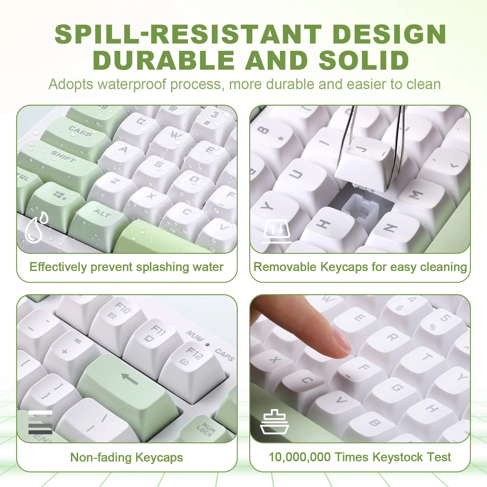 YUNZII D98 White Wired RGB Membrane Keyboard - Image 5