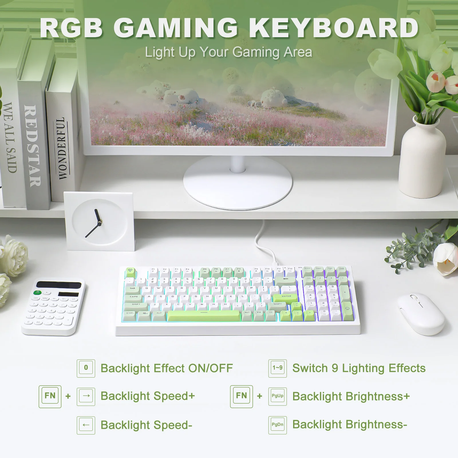 YUNZII D98 White Wired RGB Membrane Keyboard - Image 7