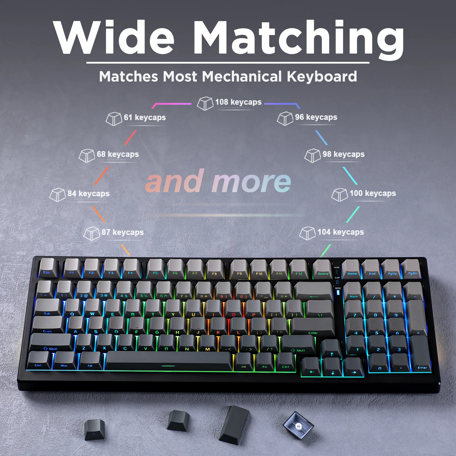 YUNZII Gradient Black Grey Cherry Profile Keycap Set - Image 4