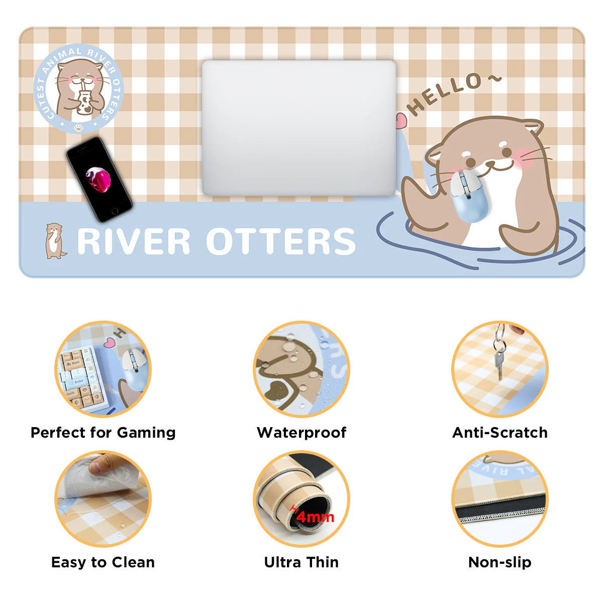 YUNZII Keynovo Mouse Mat Desk Pad- Otter - Image 3