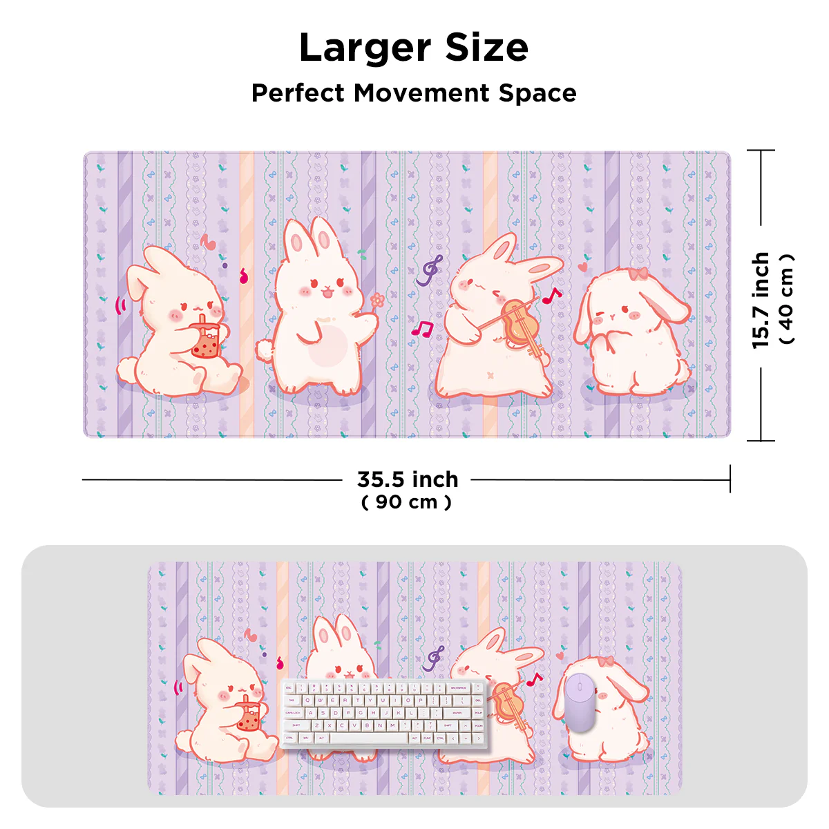 YUNZII Keynovo Mouse Mat Desk Pad- - Rabbit - Image 3