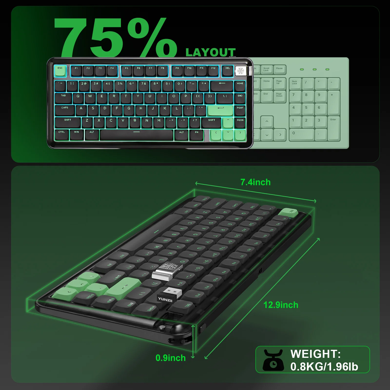 YUNZII L75 Low Profile Wireless Mechanical Keyboard - Image 10