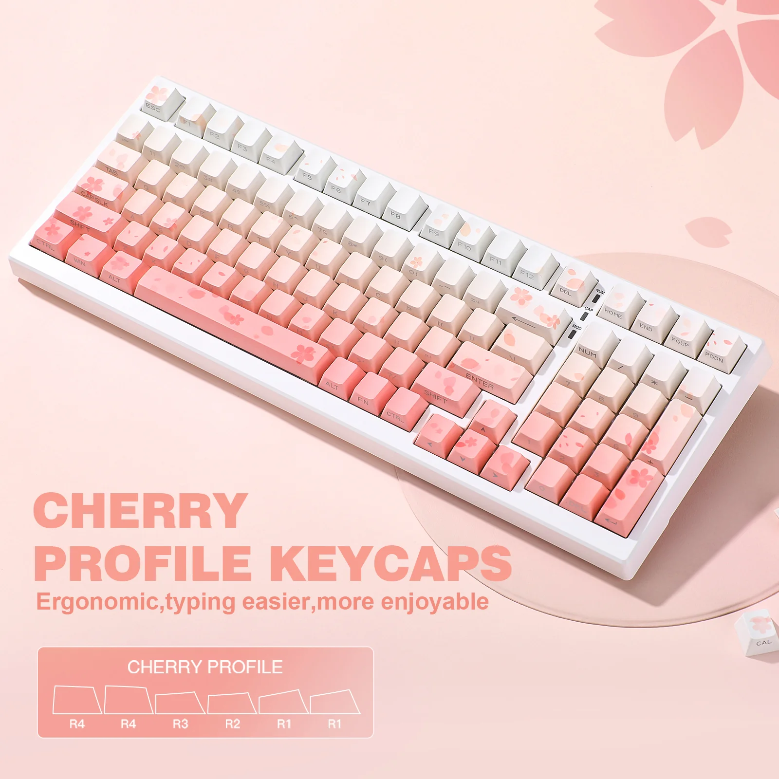 YUNZII Sakura Blossom Cherry Profile Keycap Set - Image 5