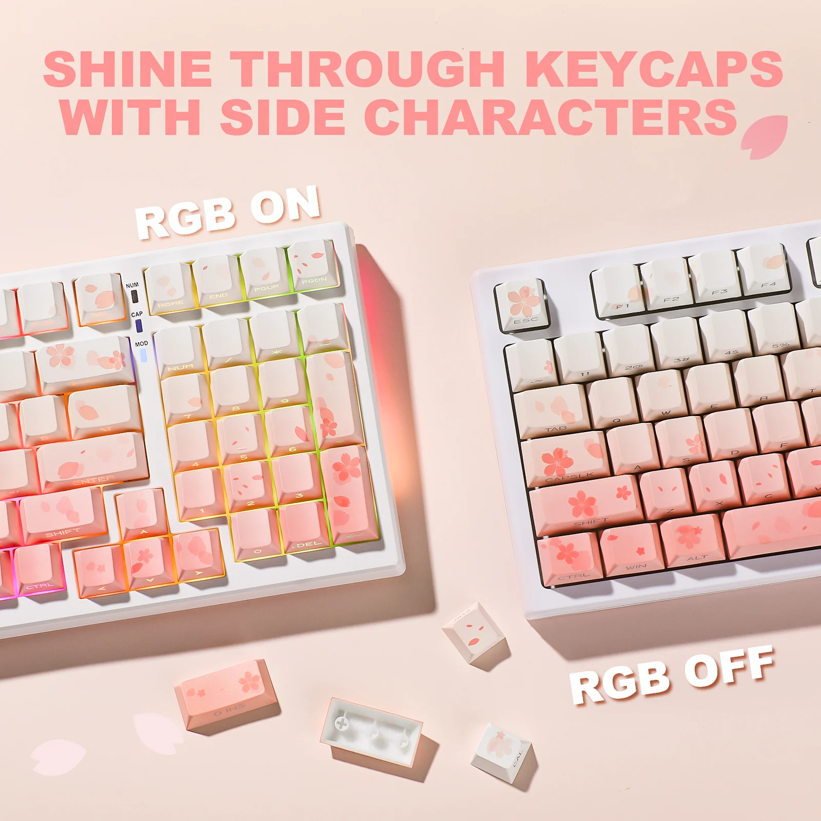 YUNZII Sakura Blossom Cherry Profile Keycap Set - Image 7