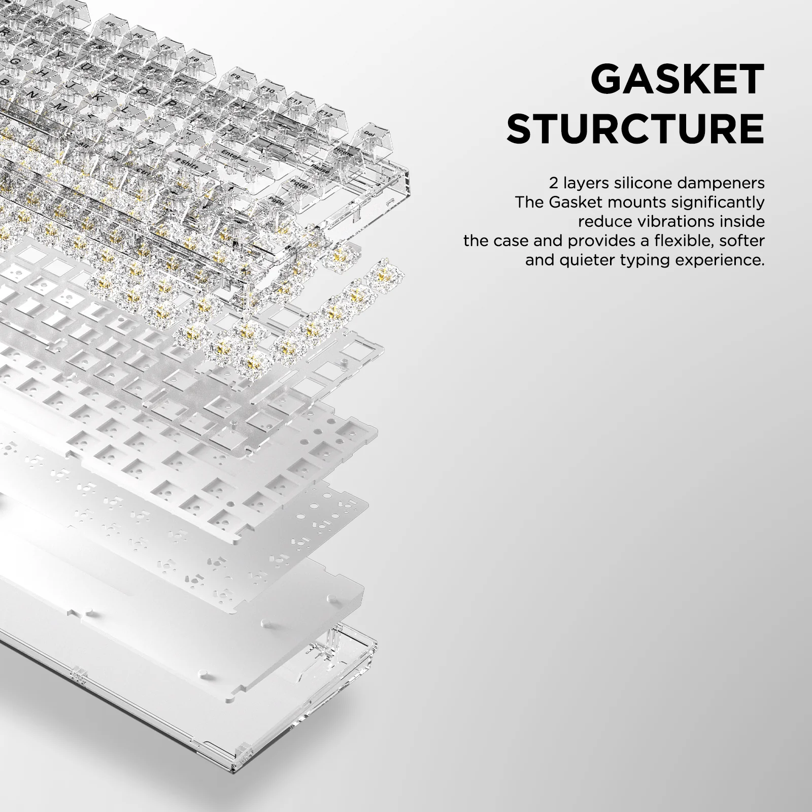 YUNZII X75 82 Keys Wired Hot Swappable Gasket Transparent Mechanical Keyboard - Image 6