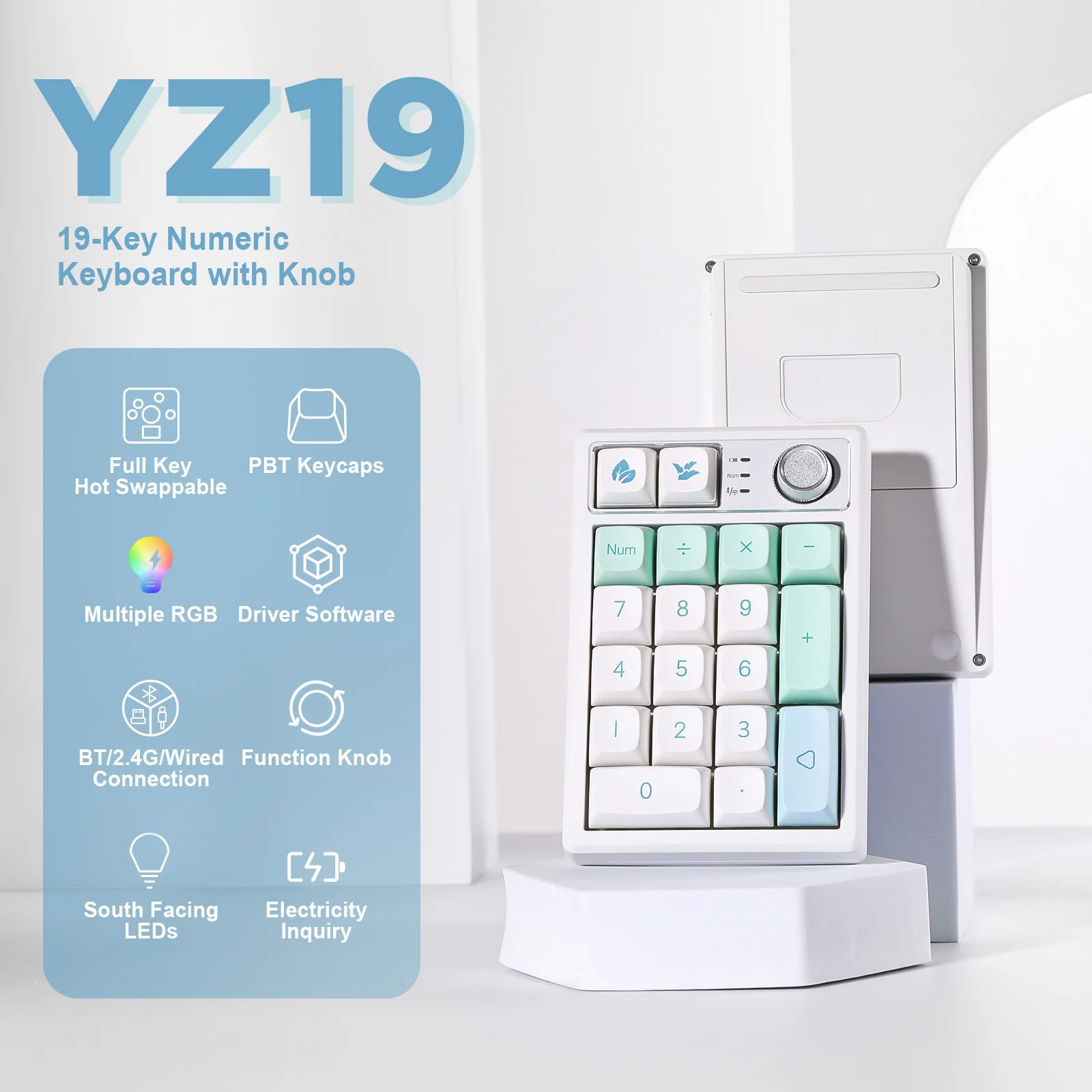YUNZII YZ19 Gasket Wireless Mechanical Knob Numeric Keypad Num Pad - Image 3
