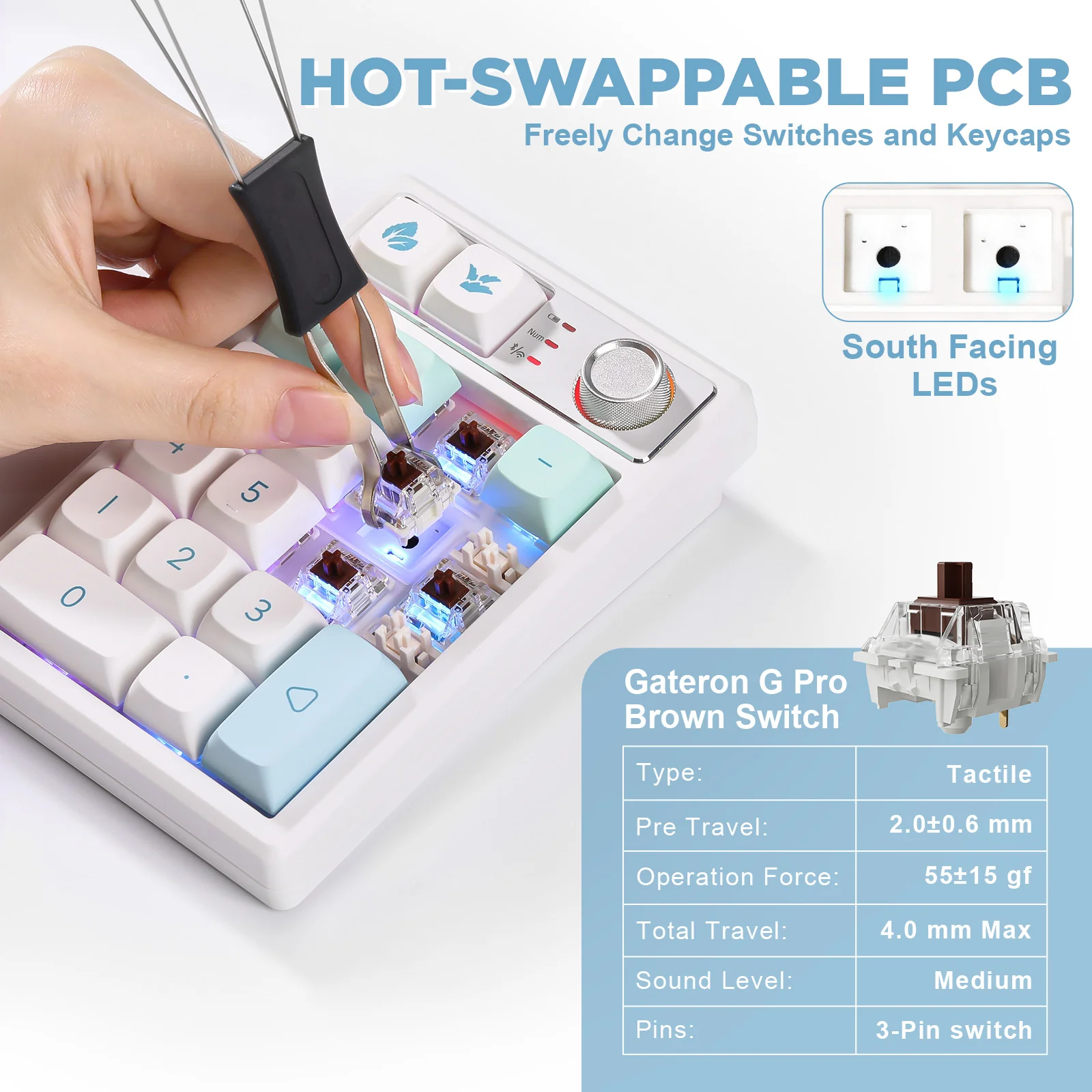 YUNZII YZ19 Gasket Wireless Mechanical Knob Numeric Keypad Num Pad - Image 5
