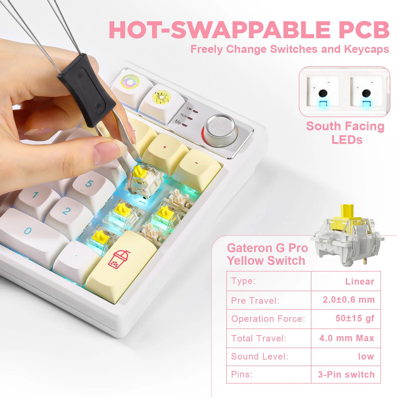 YUNZII YZ19 Gasket Wireless Mechanical Knob Numeric Keypad Num Pad - Image 6