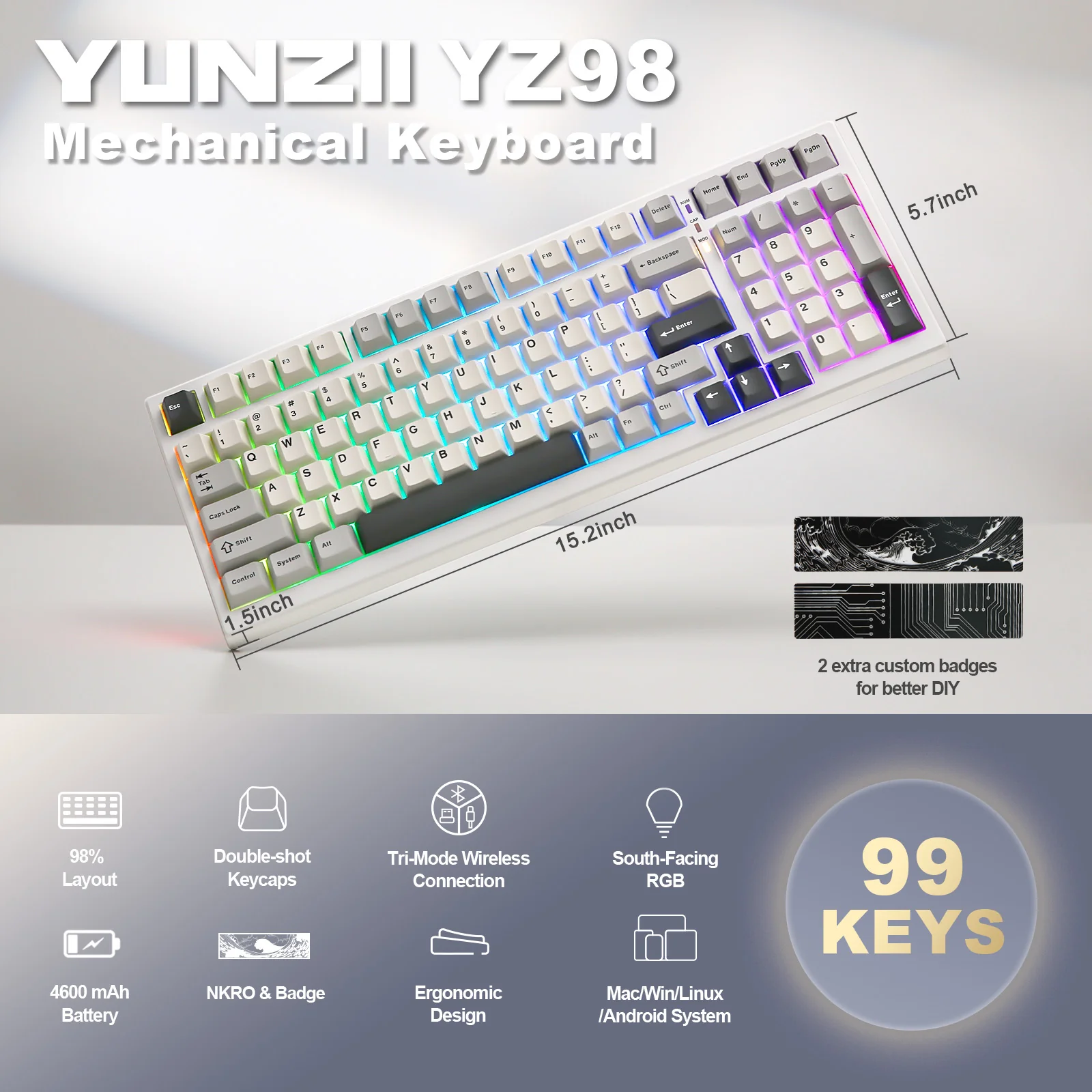 YUNZII YZ98 Mechanical Gaming Keyboard - Image 4