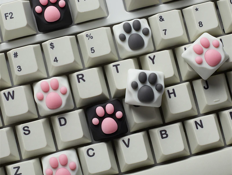 YUNZII ZOMO KITTY PAW ARTISAN KEYCAPS - Silicon-Pink&Black - Image 4